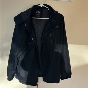 Men's Black Hooded Raincoat - Lightweight Water-Resistant Jacket
